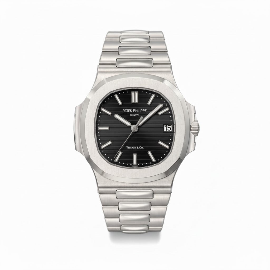 Patek Philippe Silver with Black Dial with Date