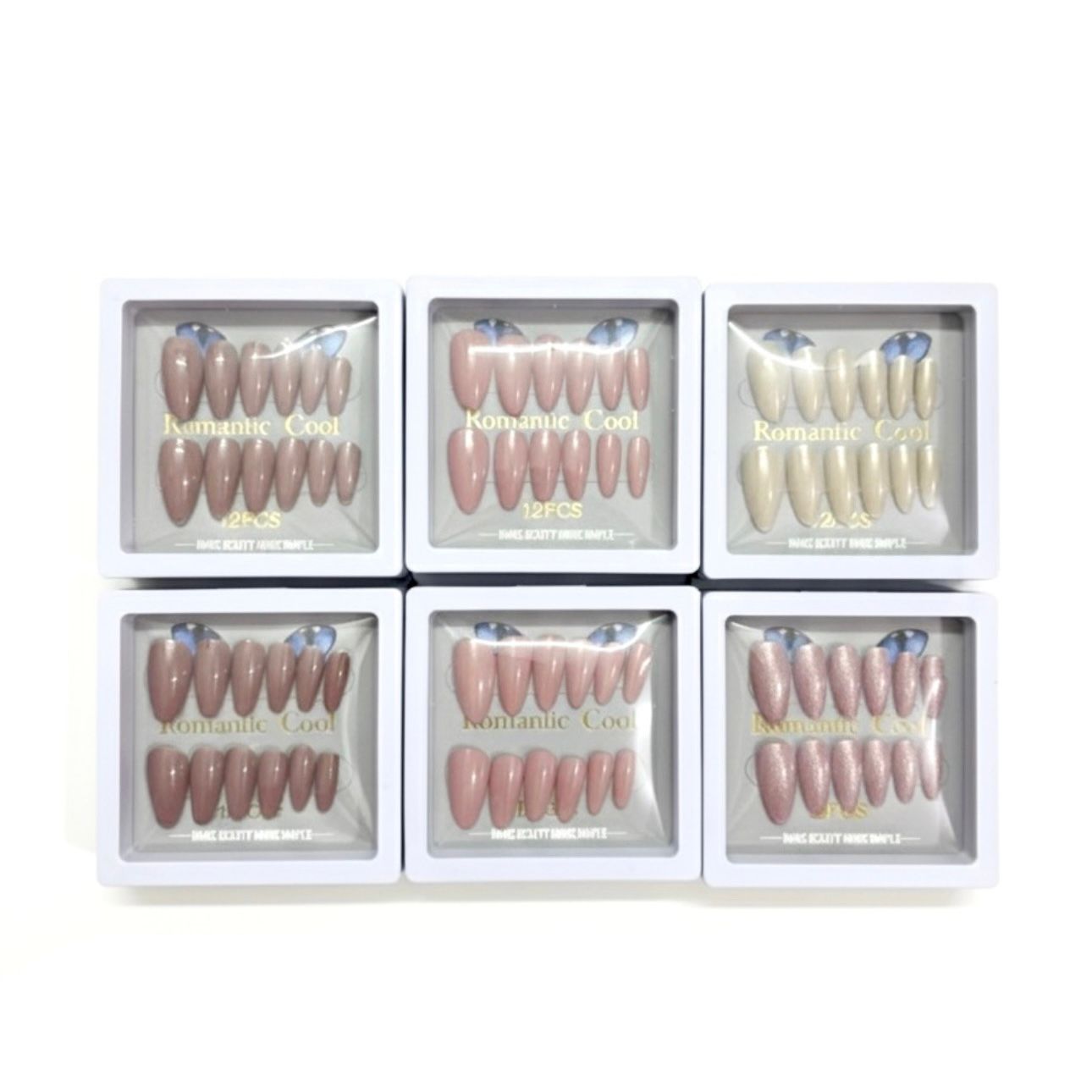 Romantic Cool Cat's Eye Glitter Press On Nails Set – 12 Boxes Each Box Contains 12 Nails  | Reusable Artificial False Nails for Women & Girls | Glossy Shiny Finish | Party & Daily Use | Nail Art Kit