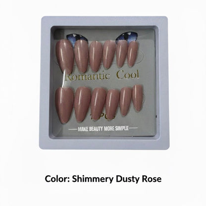 Romantic Cool Cat's Eye Glitter Press On Nails Box – Single Box Contains 12 Nails | Multi Colors | Artificial False Nails for Women & Girls | Glossy Shiny Finish | Nail Art Kit