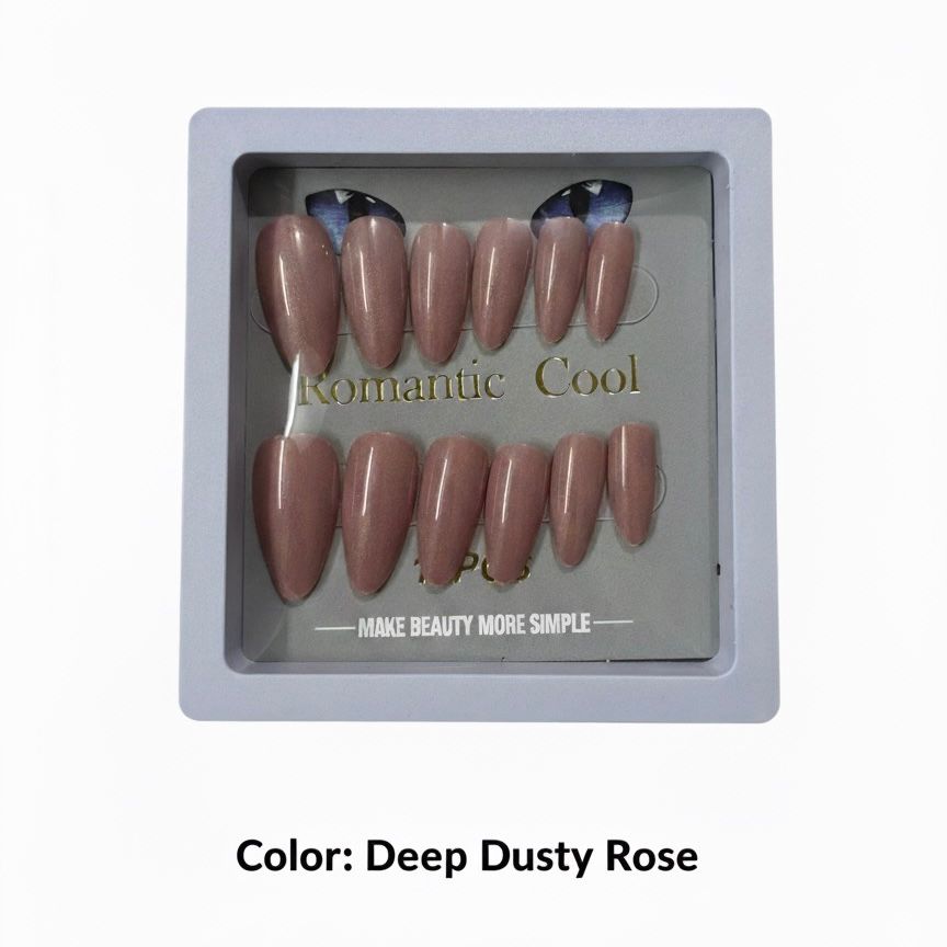 Romantic Cool Cat's Eye Glitter Press On Nails Box – Single Box Contains 12 Nails | Multi Colors | Artificial False Nails for Women & Girls | Glossy Shiny Finish | Nail Art Kit