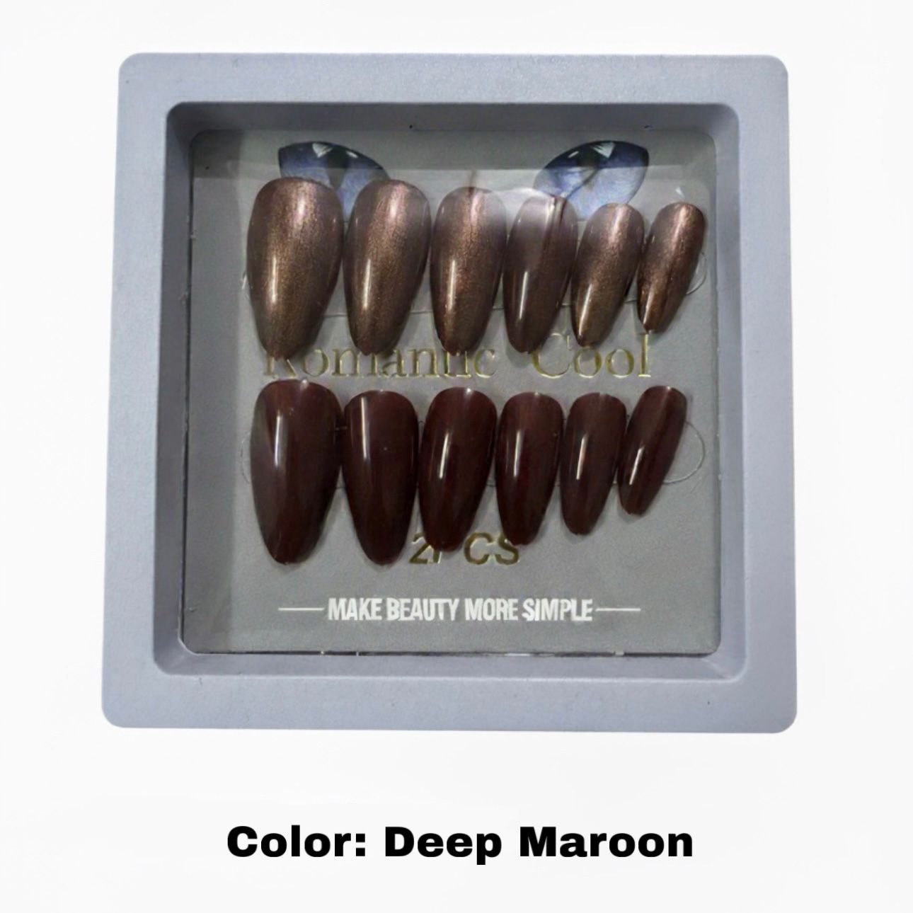 Romantic Cool Cat's Eye Glitter Press On Nails Box – Single Box Contains 12 Nails | Multi Colors | Artificial False Nails for Women & Girls | Glossy Shiny Finish | Nail Art Kit