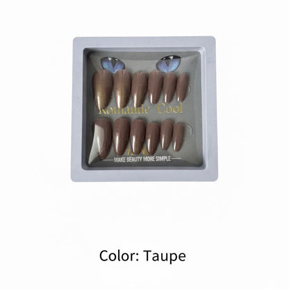 Romantic Cool Cat's Eye Glitter Press On Nails Box – Single Box Contains 12 Nails | Multi Colors | Artificial False Nails for Women & Girls | Glossy Shiny Finish | Nail Art Kit