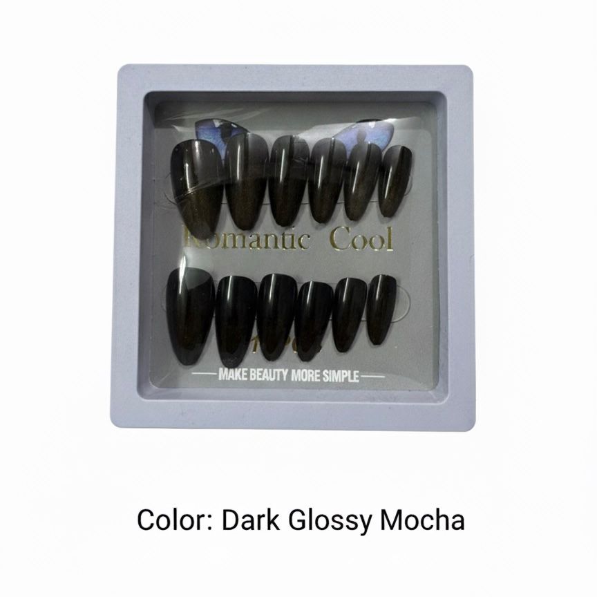 Romantic Cool Cat's Eye Glitter Press On Nails Box – Single Box Contains 12 Nails | Multi Colors | Artificial False Nails for Women & Girls | Glossy Shiny Finish | Nail Art Kit