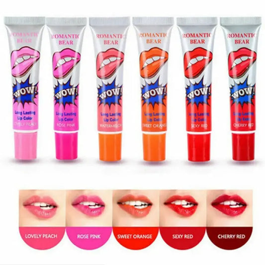 Pack of 6 PCs Waterproof lipstick - Wow Peel Off Lip gloss - Long lasting Lipgloss