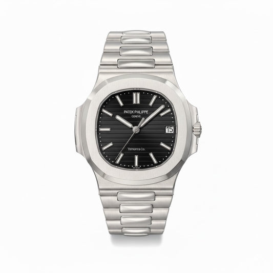 Patek Philippe Silver with Black Dial with Date