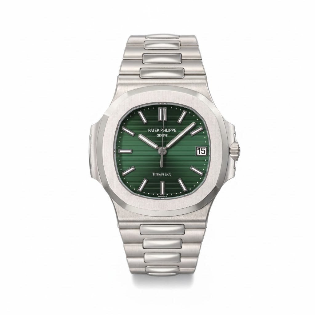 Patek Philippe Silver with Green Dial with Date
