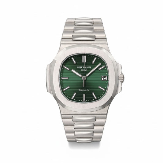 Patek Philippe Silver with Green Dial with Date